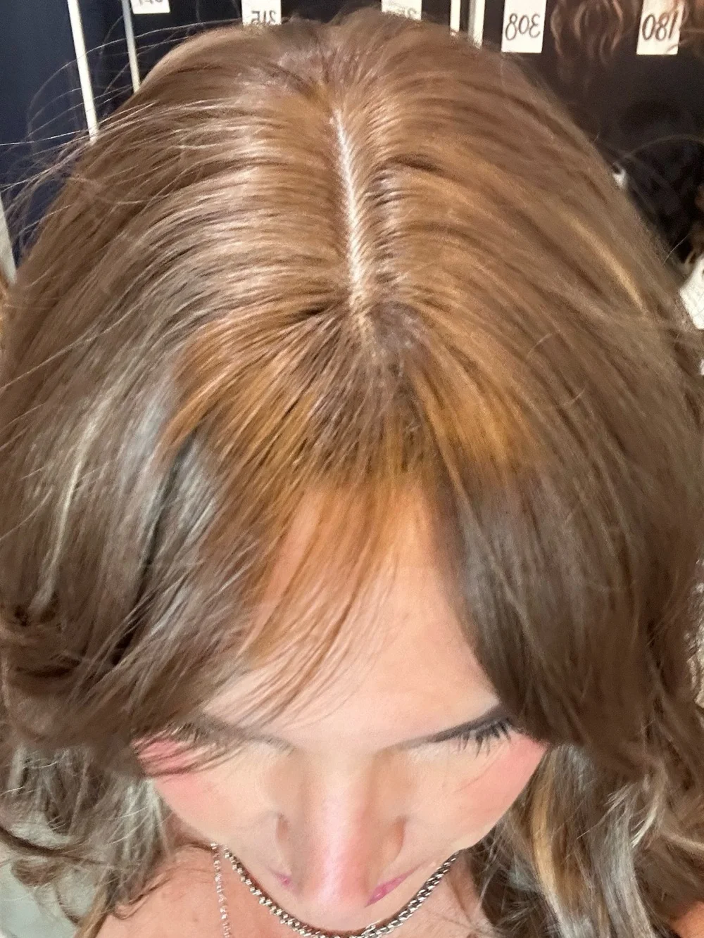Chestnut Brown Layered Wig with Subtle Highlights